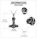 wholesale 925 Sterling Silver Black Onyx Thor's Hammer & Tree of Life Necklace Norse Viking Jewelry-0-3