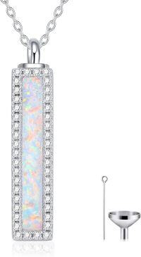 wholesale TOUPOP Bar Urn Necklace (opal), Silver -undefined