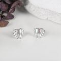 wholesale 925 Sterling Silver Tooth Shape Heart Cz Stud Earrings Platinum Rose Gold Plated-0-2