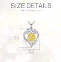 wholesale 925 Sterling Silver Heart-Shaped Sunflower Pendant Necklace for Women and Girls - Mothers' Day Gift-0-1