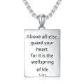 wholesale 925 Sterling Silver Rectangle Pendant with Saint Benedict Protection Charm on 3mm Box Chain Necklace for Men Women  (Silver)-0-1