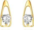 wholesale 14K Gold Heart Shaped Cubic Zirconia Stud Earrings for Women-0-0