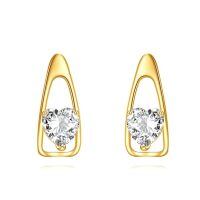 wholesale 14K Gold Heart Shaped Cubic Zirconia Stud Earrings for Women-Gold Stud Earrings