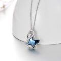 wholesale 925 Sterling Silver Blue Butterfly Pendant Necklace Wholesale With Crystal Accents-0-2