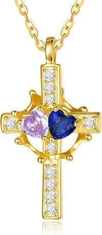 wholesale  Sterling Silver Birthstones Gold Cross Necklace for Women -06-09-Jun-Sept-06-09-Jun-Sept