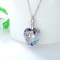 wholesale 925 Sterling Silver Blue Crystal Heart Elephant Urn Pendant Necklace for Ashes Keepsake s for Women-0-7
