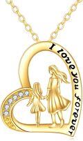 wholesale 14K Gold Heart Pendant Necklace for Sisters and Moms - I Love You Forever s for Mothers' Day Birthdays-0-0