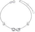 wholesale 14K Gold Infinity Pearl Charm Ankle Anklet with Heart Tag for Women (Length: Adjustable)-0-0