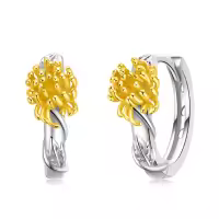wholesale 925 Sterling Silver Sunflower Huggie Hoop Earrings for Women Girls Minimalist Floral Ear Cuff Lightweight Non-Hypoallergenic Gift Idea (Gold Plated)-11-Chrysanthemum