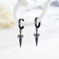 wholesale 925 Sterling Silver Black Cross Feather Sword Spike Star of David Dangle Earrings with Turquoise Malachite and Abalone Punks Gothic Gifts-0-2
