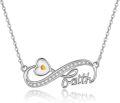 wholesale 925 Sterling Silver Infinity Heart Faith Pendant with Blue Opal and Yellow Stone Christian Jewelry for Women-0-0