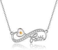 wholesale 925 Sterling Silver Infinity Heart Faith Pendant with Blue Opal and Yellow Stone Christian Jewelry for Women-Infinity Faith Love Seed