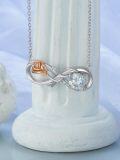 wholesale 925 Sterling Silver & 925 Sterling Silver Rose Gold Infinity Rose Necklace with 1ct Moissanite Diamond-0-3