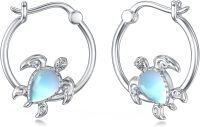 wholesale TOUPOP Sea Turtle Earrings For Women S925 Sterling Silver Moonstone Sea Turtle Huggie Hoop Earrings Jewelry Ocean Gifts For Turtle Lover Women Mom Her -undefined
