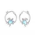 TOUPOP Sterling Silver Moonstone Sea Turtle Huggie Hoop Earrings-0-0