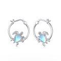 TOUPOP Sterling Silver Moonstone Sea Turtle Huggie Hoop Earrings-0-0