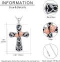 wholesale 925 Sterling Silver Rose Gold Plated Floral Cross Necklace for Women Men Catholic Christian Gifts-0-3
