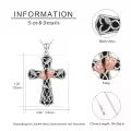 wholesale 925 Sterling Silver Rose Gold Plated Floral Cross Necklace Wholesale for Women Men Catholic Christian Gifts-0-3