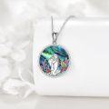wholesale 925 Sterling Silver Abalone Shell Manatee Pendant Necklace with Coral Accents-0-1