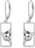 wholesale 925 Sterling Silver Cat Dangle Earrings for Women - Cat s for Cat Lovers-0-0