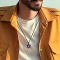 wholesale 925 Sterling Silver Star of David Pendant for Men's Jewelry Necklaces Gold Tone Chain 3D Design Minimalist Style Gift Idea-0-6