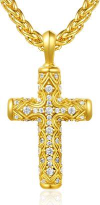 wholesale Gold 925 Sterling Silver Cross Pendant - Catholic Religious  for Men Women-E-CZ Cross-Gold
