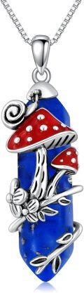 wholesale Sterling Silver Mushroom Necklace with Snail Pendant Gift for Women-0-18