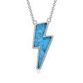 wholesale 925 Sterling Silver Turquoise Lightning Bolt Pendant Necklace-0-0