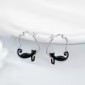 wholesale 925 Sterling Silver Cat Heart Hoop Dangle Earrings Wholesale Cute s for Women-0-2