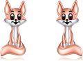 wholesale 925 Sterling Silver Rose Gold Fox Stud Earrings - Cute Animal  for Her-0-0