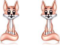 wholesale 925 Sterling Silver Rose Gold Fox Stud Earrings - Cute Animal  for Her-Fox