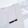 wholesale  Sterling Silver Black Onyx Horizontal Bar Necklace with Branch Design, 30mm Pendant, 18+2 Chain, Elegant Gift for Women-0-1