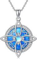 wholesale 925 Sterling Silver Blue Opal Celtic Knot Witch Pendant Necklace s for Women-0-0