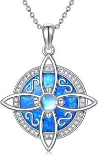 wholesale 925 Sterling Silver Blue Opal Celtic Knot Witch Pendant Necklace s for Women-Opal