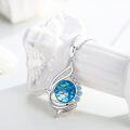 wholesale 925 Sterling Silver Blue Crystal Mermaid Scales Dolphin Pendant Necklaces Ocean s for Women and Girls-0-3