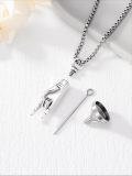 TOUPOP 925 Sterling Silver Stainless Steel Italian Horn Hand Urn Ashes Memorial Pendant-0-2