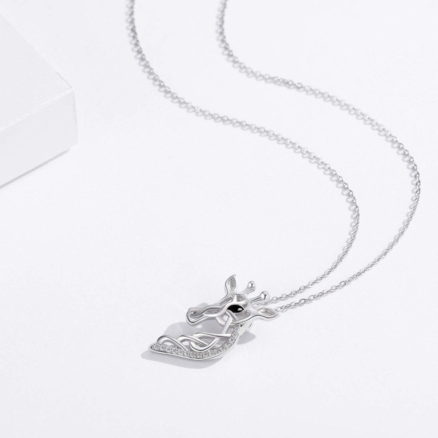 wholesale 925 Sterling Silver Cubic Zirconia Accent Celtic Knot Giraffe Pendant Necklace-0-3