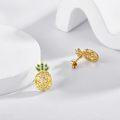 wholesale 925 Sterling Silver Plated Gold  Pomegranate Stud Earrings with Green and Yellow Stones - Fruits Inspired Jewelry for Women-0-1