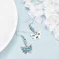 wholesale 925 Sterling Silver Turquoise Butterfly Drop Earrings with Beads and Chain for Women Girls  4cm Length-0-4