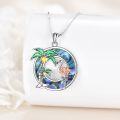 wholesale 925 Sterling Silver Flamingo Palm Tree Abalone Shell Pendant Necklace for Women-0-1