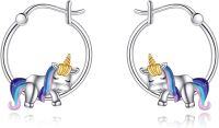 wholesale 925 Sterling Silver Unicorn Hoop Earrings - Adorable Gift for Her-unicorn