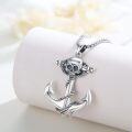 wholesale 925 Sterling Silver Anchor with Skull and Rope Pendant Necklace for Men & Women-0-1