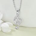 wholesale 925 Sterling Silver Cubic Zirconia Heart Musical Notes Pendant & Chain Set for Women Girls Gifts-0-2