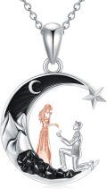 wholesale 925 Sterling Silver Black Onyx Star and Mountain Landscape Proposal Scene Pendant Necklace for Women-0-0