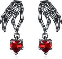 wholesale 925 Sterling Silver Heart and Skeleton Hands Dangle Earrings Gothic Valentine's Day Gift for Her-Skeleton Hand-A