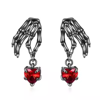 wholesale 925 Sterling Silver Heart and Skeleton Hands Dangle Earrings Wholesale Gothic Valentine's Day Gift for Her-Skeleton Hand-A