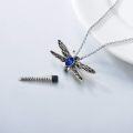 wholesale Sterling Silver Stone Dragonfly Urn Necklace for Ashes w Filling Tool-0-49