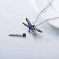 wholesale 925 Sterling Silver Dragonfly Urn Pendant Necklace Turquoise Stone Oxidized Memorial Jewelry-0-49