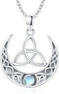 wholesale 925 Sterling Silver Celtic Moon Triquetra Pendant with Blue Stone Good Luck Jewelry for Women Girls-0-0