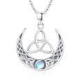 wholesale 925 Sterling Silver Crescent Moon Trinity Knot Moonstone Pendant Necklace-0-0